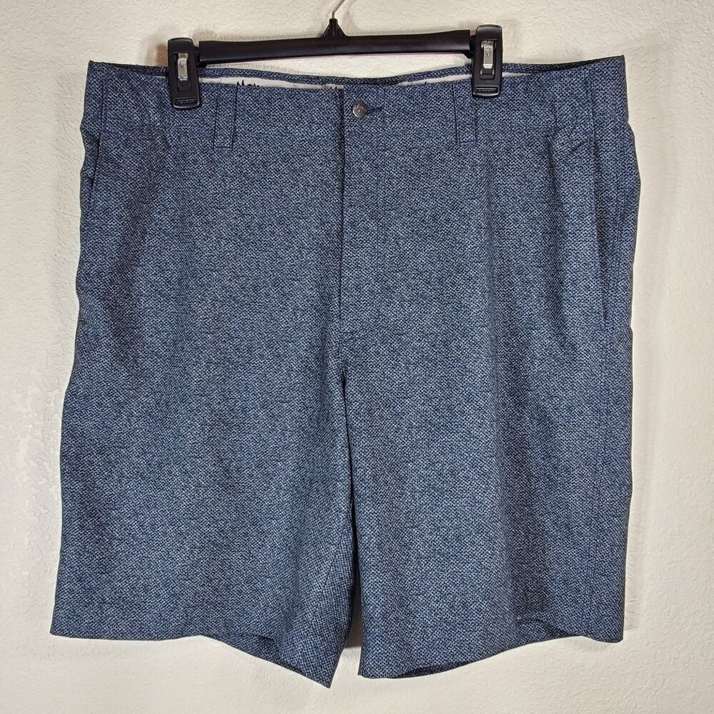 Callaway Mens Size 38 Blue Gray Textured Golf Shorts Flat Front Polyester Blend